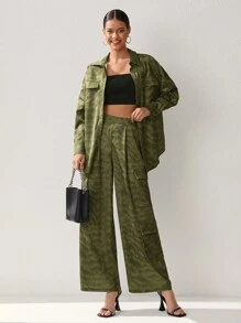 Daniela Ricciardelli 设计师波西米亚风女式全印花翻盖口袋阔腿裤，适合度假、春夏、节庆、伊比沙岛风格 - 彩色 - 查看 4