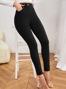SHEIN Essnce 女士緊身褲 - 黑色 - 查看 5