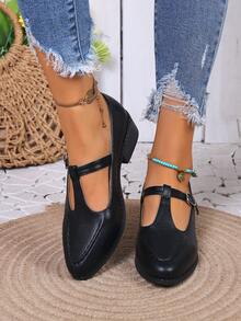 時尚女式高跟鞋皮鞋,女士新款黑色春秋鞋,時尚黑色高跟皮鞋 - 黑色 - 查看 1