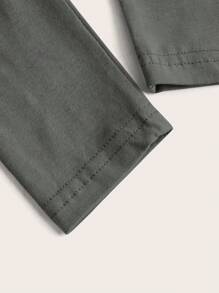 SHEIN BASICS Women's V-Neck Long Sleeve T-Shirt - Dark Grey - View 3