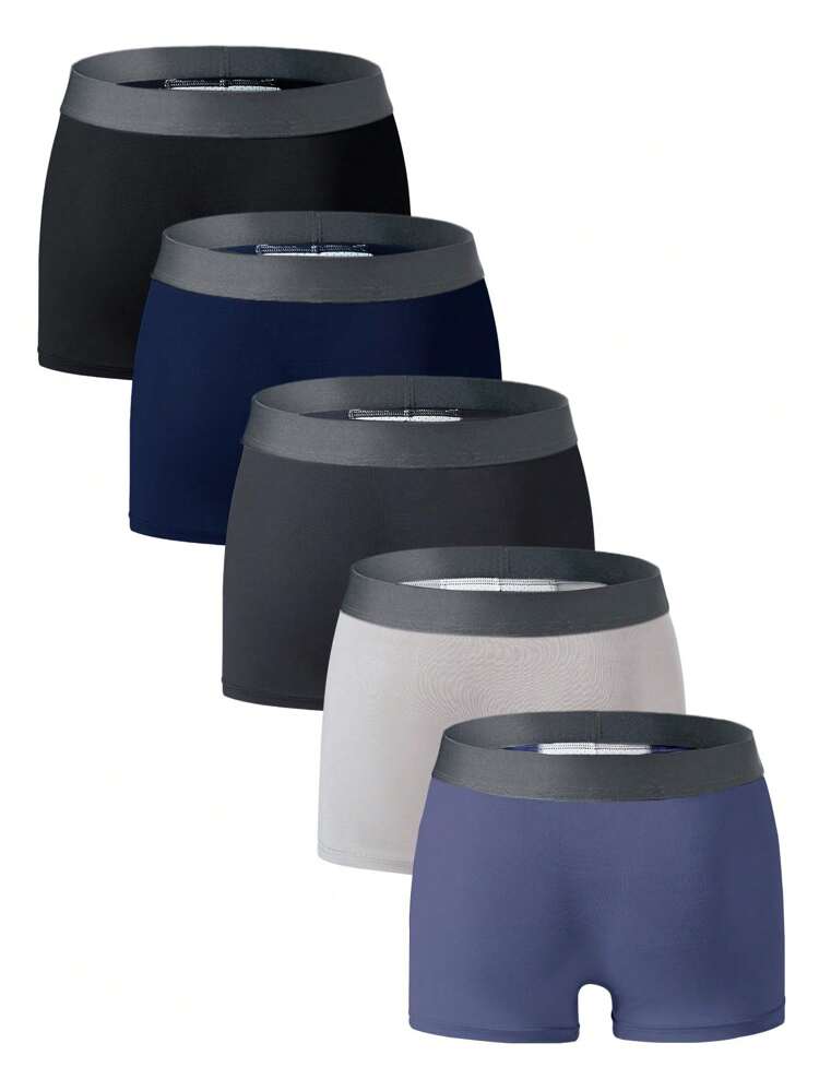 Men'S Boxer Briefs, Breathable Plus Size Underwear, 4 Seasons (5pcs/Set)