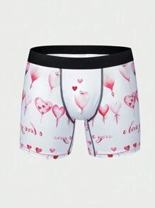 Men'S Heart & Letter Print Boxer Shorts