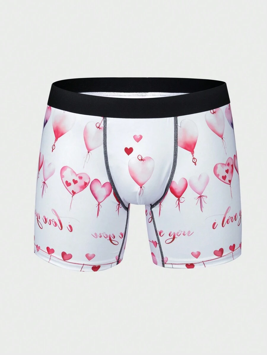Men'S Heart & Letter Print Boxer Shorts