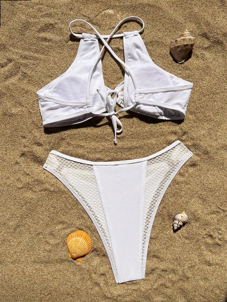 Women'S Hollow Out Halter Neck Bikini Set Summer