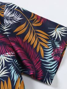 Camisa hawaiana de manga corta para hombre con estampado de hojas - Multicolor - Ver 5