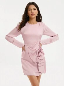 Aveloria Damen Langärmliges A-linien Kleid Mit 3d Blumenverzierungen