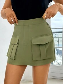 SHEIN Essnce Women'S Utility Shorts - Army Green - View 3