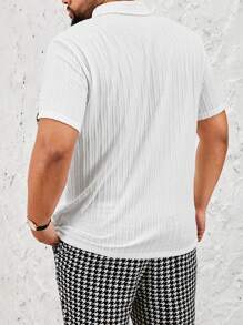 Manfinity VCAY Kích thước lớn Nam Textured Dệt kim Giải trí Áo polo - trắng - Xem 2