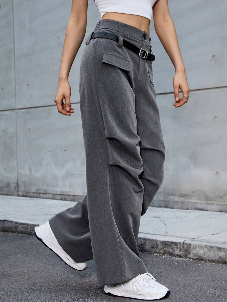 Dark Gray Woven Women's Suit Trousers