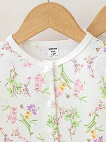 4pcs/Set Baby Girls' Floral Printed Jumpsuit Set - Multicolor - View 5