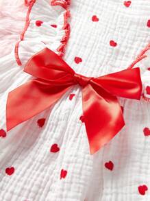 PETSIN Valentine's Day White Formal Dress, Red Heart Princess Dress And Red Bowknot Dog/Cat Apparel For Pet Dressing Up - Red and White - View 4