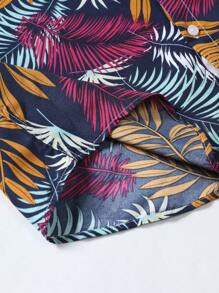 Camisa hawaiana de manga corta para hombre con estampado de hojas - Multicolor - Ver 4