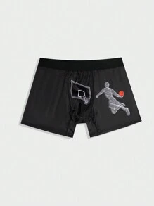 Men'S Basketball Frame Print Boxer Briefs - Black and White - View 3
