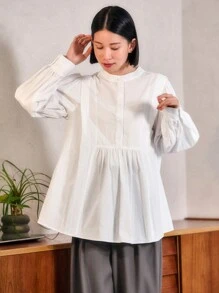 FRIFUL 女款純色長袖襯衫 - 白色 - 查看 6