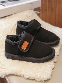 冬季時尚簡約百搭休閑運動毛絨保暖兒童靴 - 黑色 - 查看 3