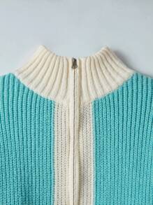 Flirla Women's Contrast Color Zipper Cardigan With Open Front
