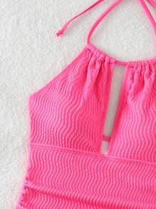 SHEIN Swim Summer Women'S Solid Color One-Piece Swimsuit - Hot Pink - View 7