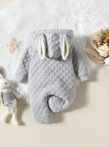 Baby Girls' Hooded Long Sleeve With 3d Ear Decoration - Grey - View 2