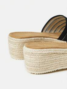 Styleloop Women's Wedge Heel Thick Sole Sandals - Black and White - View 5