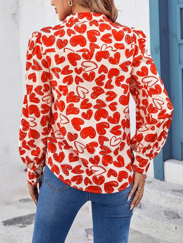 Heart Print Long Sleeve Shirt