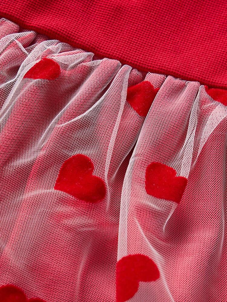 Valentine's Day Red Mesh Heart Design Pet Dress