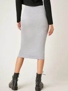SHEIN BASICS High Waist Pencil Skirt - Light Grey - View 2