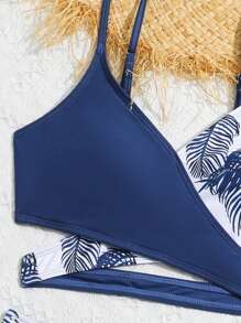 Teen Girl Plant In Cross Front Hai mảnh Bikini Set Bãi biển mùa hè - Xanh và trắng - Xem 3