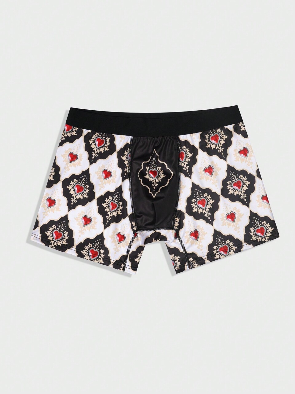 Men'S Comfortable Boxer Briefs With Allover Print And Contrast Colors