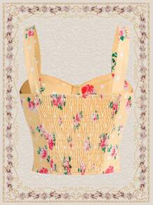 SHEIN DECDS 女性花卉印花背心 - 黃色 - 查看 4