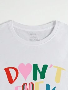 SHEIN T-shirt à manches courtes avec imprimé slogan NE PAS TOUCHER À MES SENTIMENTS