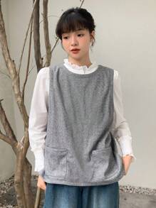 FRIFUL 女士鈕扣收口後背馬甲 - 灰色 - 查看 6