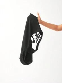 SHEIN Yoga Sxy Top De Espalda Abierta Atlética De Color Sólido - Negro - Ver 6