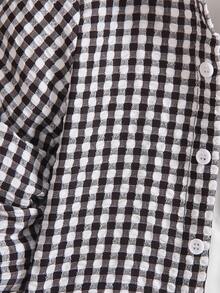 SHEIN Young Boy Plaid Jacket & Pants Set With Letter Patch - Black and White - View 7