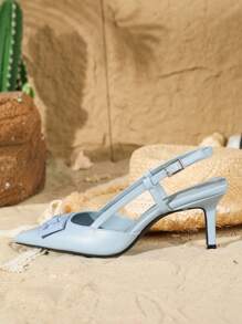 Women's Casual/Office Minimalist Blue High Heel Pumps - Blue - View 4