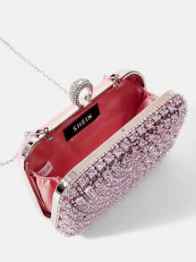 SHEIN Belle 奢華、優雅、精美、迷你粉色鑲嵌晚宴手拿包,適用於婚禮、舞會、新娘派對、派對、蜜月、新娘、婚禮客人和伴娘 - 粉色 - 查看 10