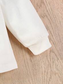 Baby Girls' Floral And Letter Printed Stand-Up Collar Sweatshirt And Flared Pants Set, Winter - White - View 4