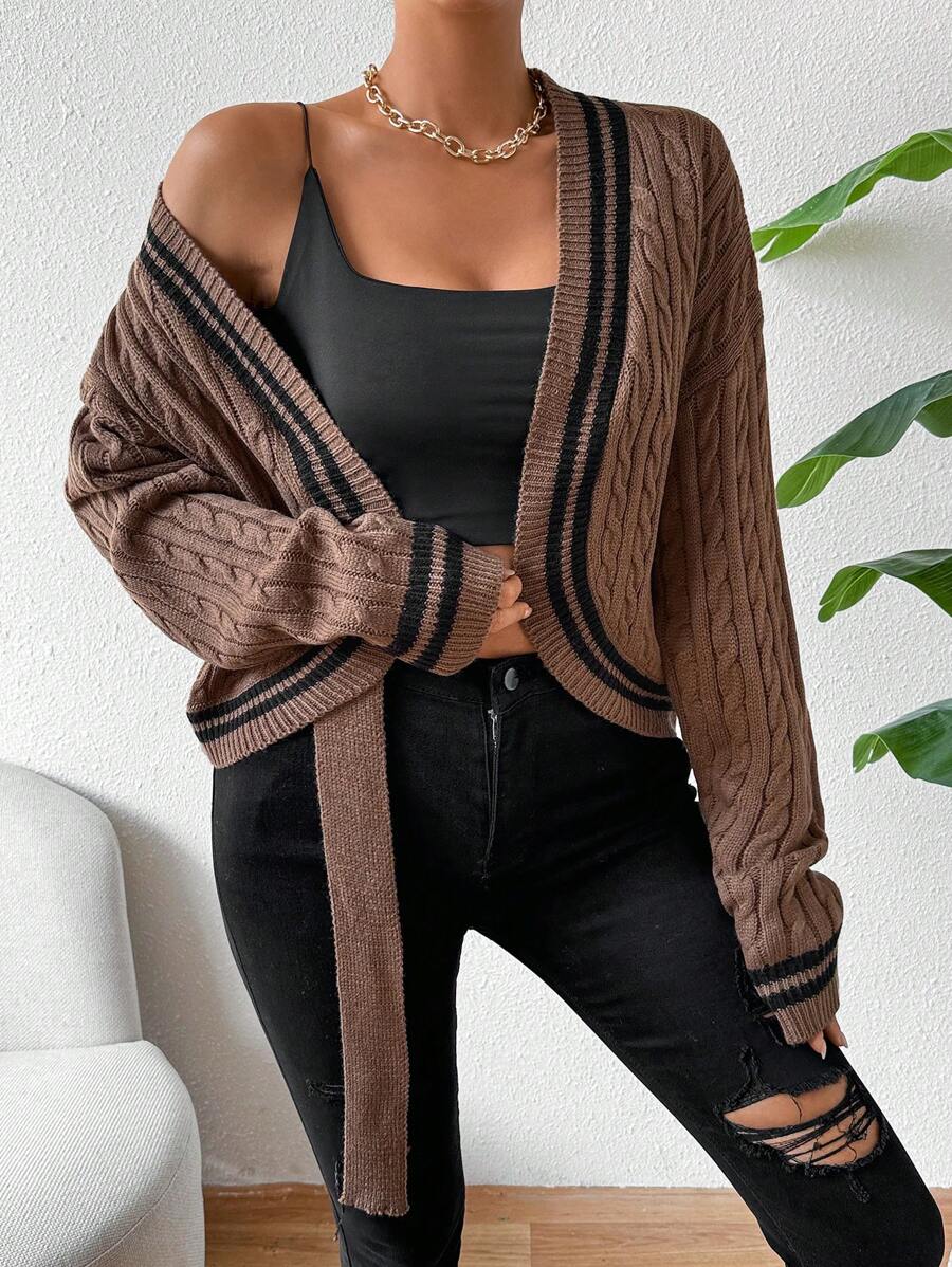 Zolique Ladies' Striped Maillard Cable Cardigan