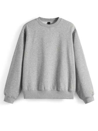 SHEIN Artist 超大长款女式休闲圆领长袖宽松运动衫，棉质，适合假期、冬季、度假、春季、节日