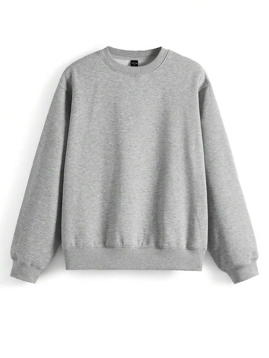 SHEIN Artist Oversized Long Women's Casual Round Neck Long Sleeve Baggy Sweatshirt, Cotton, For Holiday, Winter, Vacation, Spring, Festival