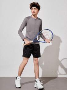 Ropa Deportiva De Manga Larga Raglan Con Cierre Frontal Con Cremallera Para Adolescentes - Gris - Ver 5