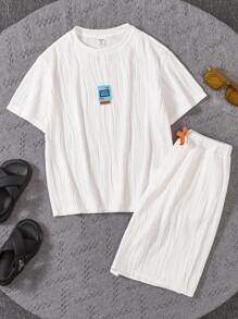 Tween Boy Loose Fit Casual Round Neck Short Sleeve T-Shirt And Shorts Set