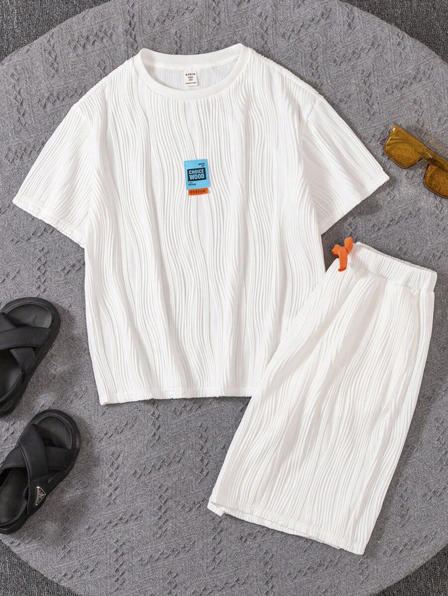 Tween Boy Loose Fit Casual Round Neck Short Sleeve T-Shirt And Shorts Set
