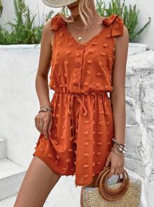 Breezaya Women'S Sleeveless Jumpsuit With Shoulder Knot - Orange - View 6