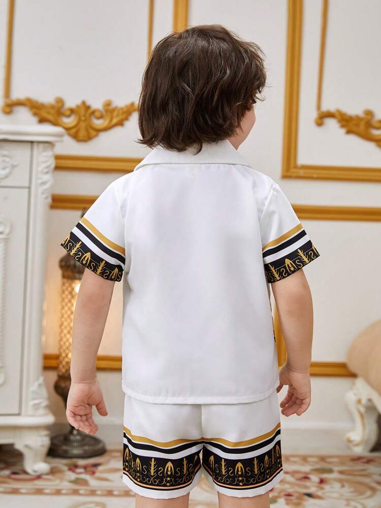Boys' Style Printed Shirt + Shorts 2pcs/Set