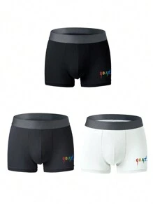 Men'S Letter Print Boxer Briefs (3-Pack) - Multicolor - View 4