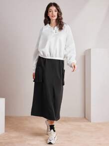 Mulvari 1/4拉鍊落肩袖運動衫 - 白色 - 查看 5