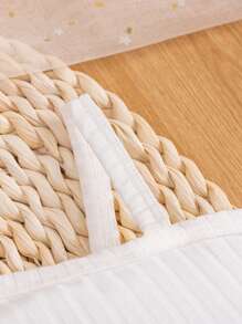 SHEIN 2pcs/Set Baby Girls' Bow Knot White Cami Top And Light Washed Ripped Double-Layers Tulle Denim Pants For Spring/Summer