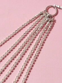 ROMWE Kawaii 1 件女士银色水钻装饰身体链，适合情人节、妈妈、母亲、母亲节、礼物