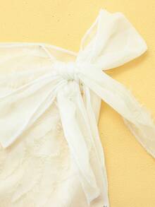 Tween女孩實色海灘遮罩帶棕櫚葉形狀做底裝 - 白色 - 查看 4