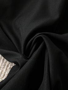 SHEIN LUNE Plus Size Women's Solid Color Pants - Black - View 3